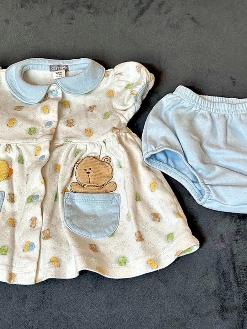 carter's Bear Print Dress Set, Baby 6M White & Blue